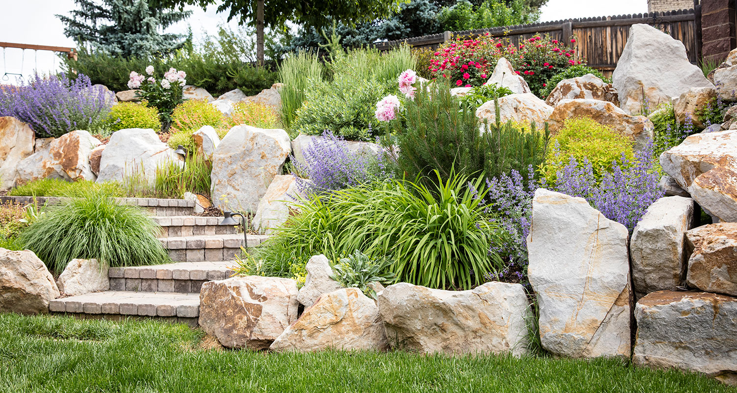 C&H Landscaping Hillside Boulder Stone Landscape Design